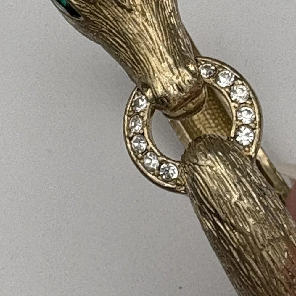 Vintage Horse Clamper Bracelet Goldtone Rhinestones 6 1/2